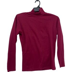 Paul‎ Harris Design Womens Red Ribbed Knit Turtle Neck Cranberry Vintage Size S